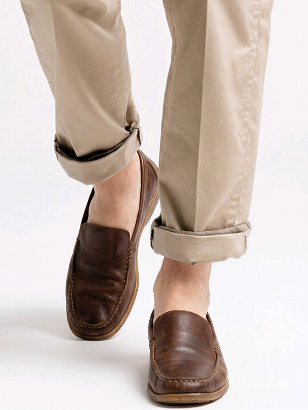 Born Men's Dark Brown Tobacco Color Leather Slip-On Loafers 12M